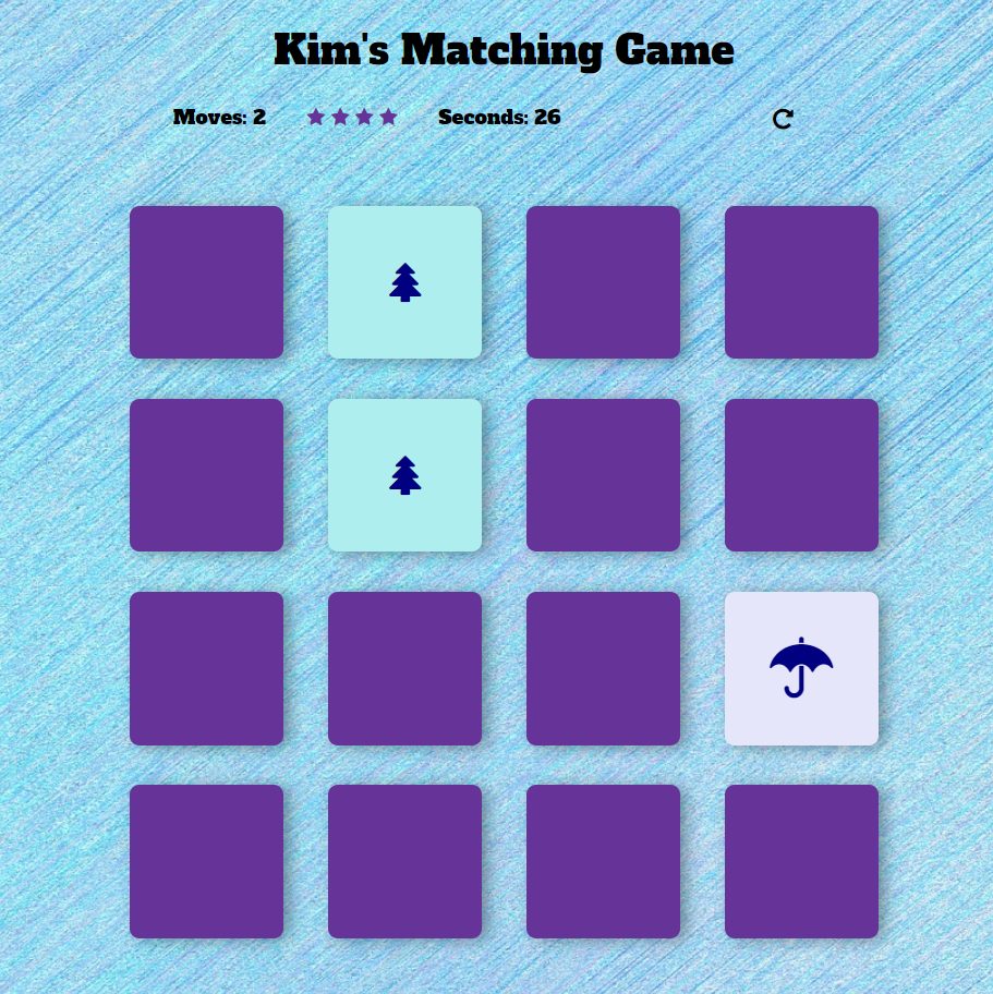 image of my Matching Card game