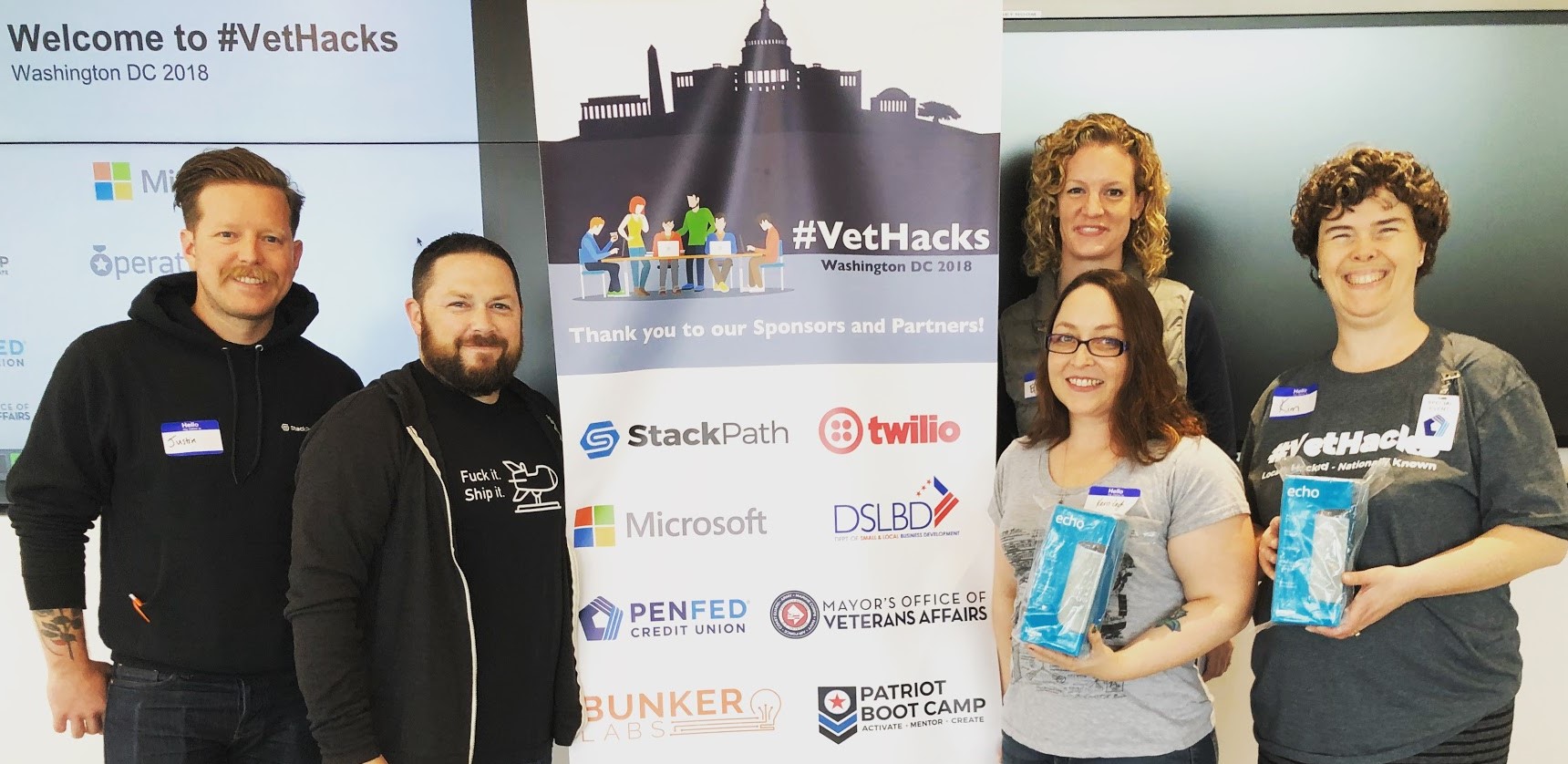 photo of us winning VetHacks